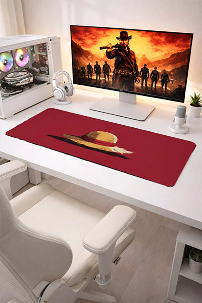 One Piece Luffy Şapka Desenli Oyuncu Mouse Pad