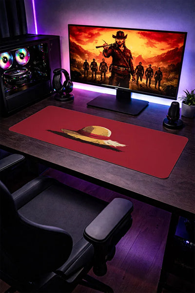 One Piece Luffy Şapka Desenli Oyuncu Mouse Pad