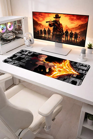 Yuji Itadori Ateş Efektli Ve Manga Panelli Oyuncu Mouse Pad
